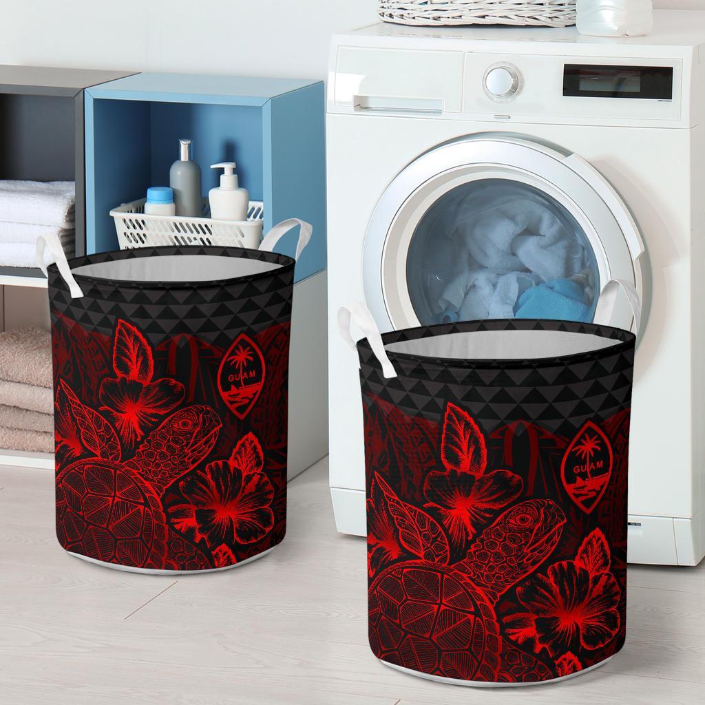 Guam Laundry Basket - Polynesian Turtle Hibiscus Red - Polynesian Pride