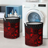 Guam Laundry Basket - Polynesian Turtle Hibiscus Red - Polynesian Pride