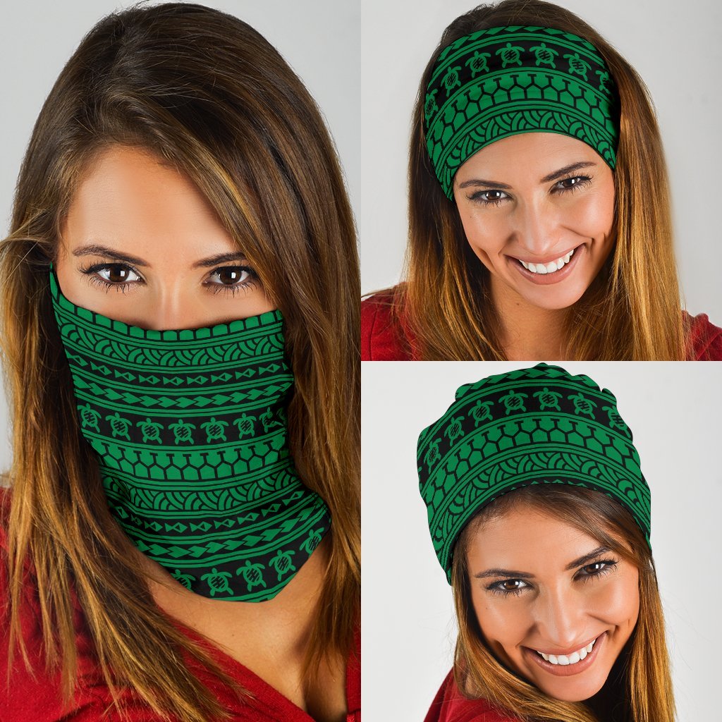 Polynesian Tattoo Tribal Green Bandana 3 - Pack Green One Size - Polynesian Pride