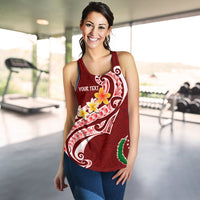 Pohnpei Personalised Women's Racerback Tank - Pohnpei Seal Polynesian Patterns Plumeria Red - Polynesian Pride