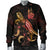 New Caledonia Polynesian Men's Bomber Jacket - Turtle With Blooming Hibiscus Gold - Polynesian Pride