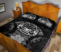 Marquesas Islands Polynesian Quilt Bed Set Hibiscus Gray - Polynesian Pride