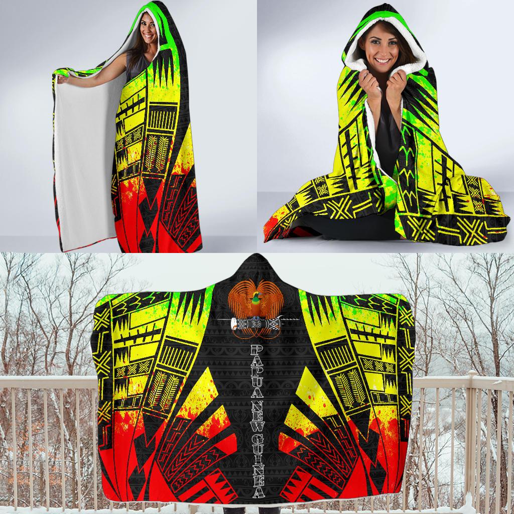 Papua New Guinea Hooded Blanket - Polynesian Tattoo Reggae - Polynesian Pride