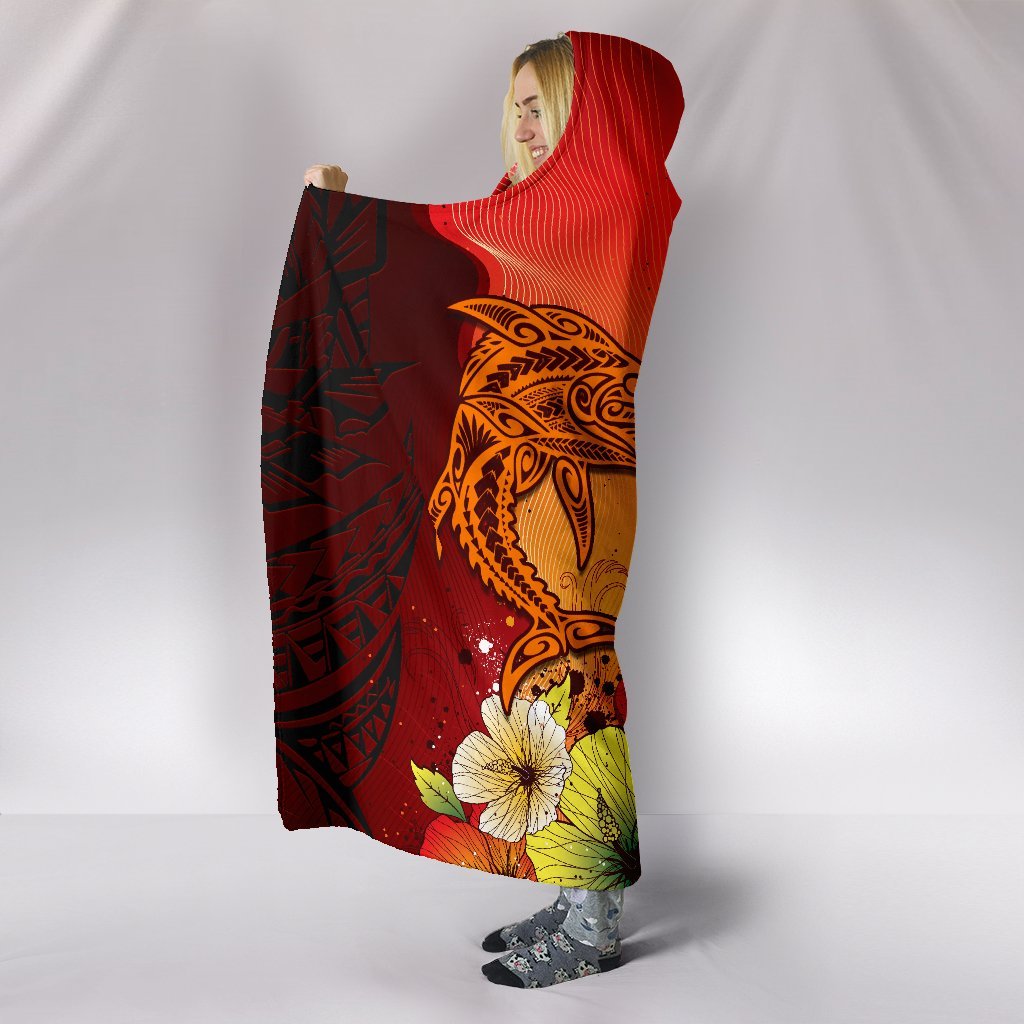 American Samoa Hooded Blanket - Tribal Tuna Fish - Polynesian Pride
