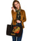 Sun In Leo Zodiac Large Leather Tote Polynesian Tattoo Simple - Orange Black - Polynesian Pride