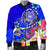 American Samoa Polynesian Men's Bomber Jacket - Turtle Plumeria (Blue) - Polynesian Pride