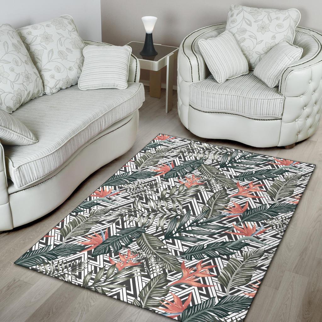 Tropical Palm Leaves And Flowers Rug - Polynesian Pride