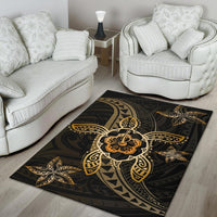 Kanaka Map Hibiscus Plumeria Turtle Art Polynesian Area Rug Gold AH - Polynesian Pride