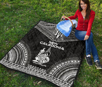 New Caledonia Premium Quilt - New Caledonia Coat Of Arms Polynesian Chief Black Version - Polynesian Pride
