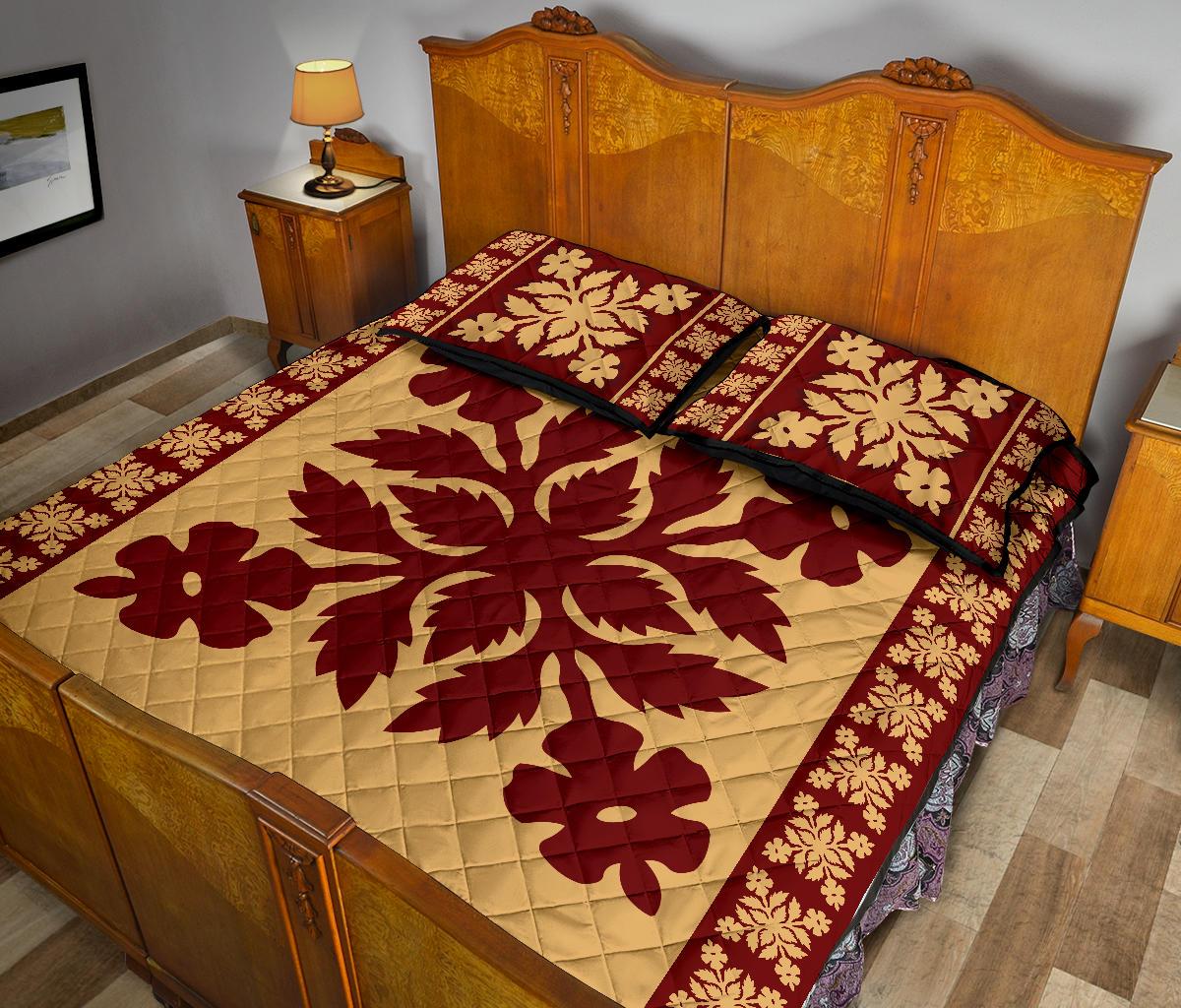 Hawaiian Quilt Pattern Flower Quilt Bed Set - Polynesian Pride