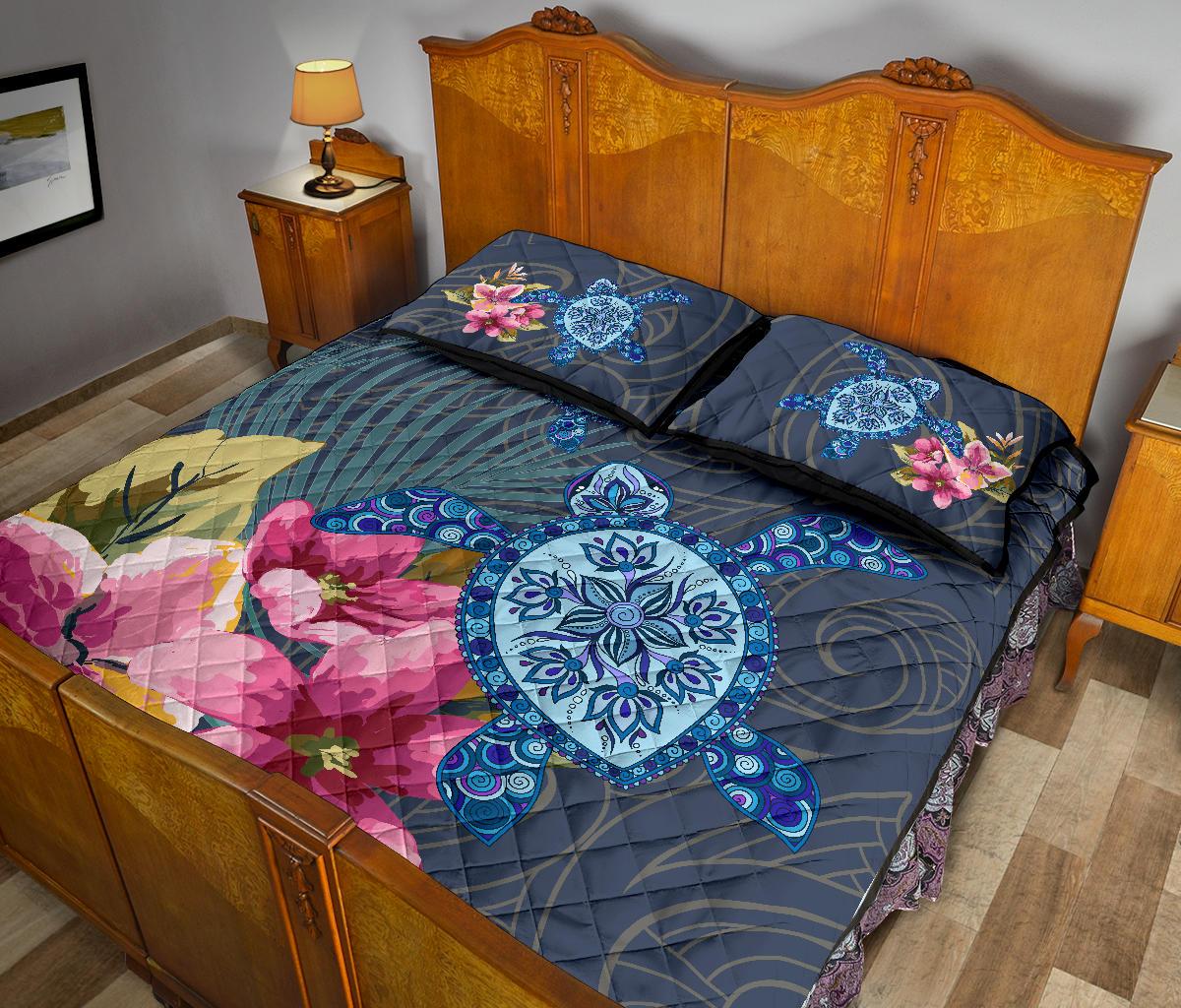 Hawaii Turtle Hibiscus Quilt Bed Set - LH Style - Polynesian Pride