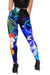 Polynesian Hawaii Women's Leggings - Kanaka Maoli Humpback Whale with Tropical Flowers (Blue) - Polynesian Pride