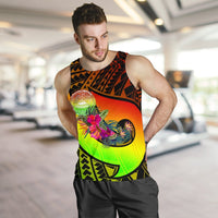 American Samoa Men's Tank Top - Polynesian Hook And Hibiscus (Reggae) - Polynesian Pride