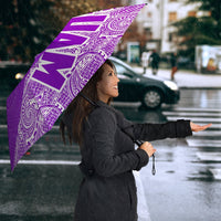 Guam Umbrella Turtle Coat of Arms Polynesian Pattern White Violet - Polynesian Pride