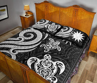 Nauru Quilt Bed Set - White Tentacle Turtle - Polynesian Pride
