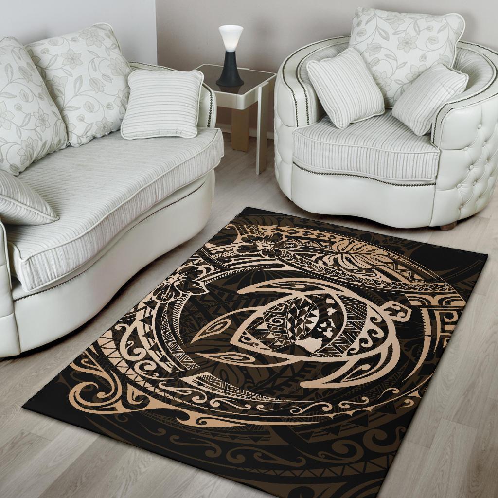 Hawaiian Map Turtle Polynesian Circle Rug AH - Polynesian Pride