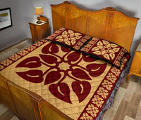 Hawaiian Quilt Pattern Flamingo Flower Quilt Bed Set - Polynesian Pride