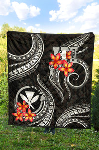 Polynesian Hawaii Premium Quilt - Black Plumeria - Polynesian Pride
