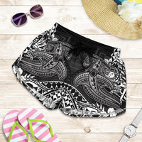 Samoa Women's Shorts - White Shark Polynesian Tattoo Women White - Polynesian Pride
