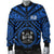 Fiji Men's Bomber Jacket - Fiji Seal With Polynesian Tattoo Style (Blue) - Polynesian Pride