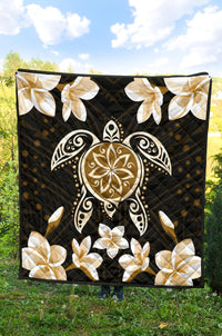 Hawaiian Gold Turtle Plumeria Quilt - Polynesian Pride