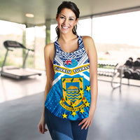 Tuvalu Rugby Women Racerback Tank Polynesian Flag - Polynesian Pride