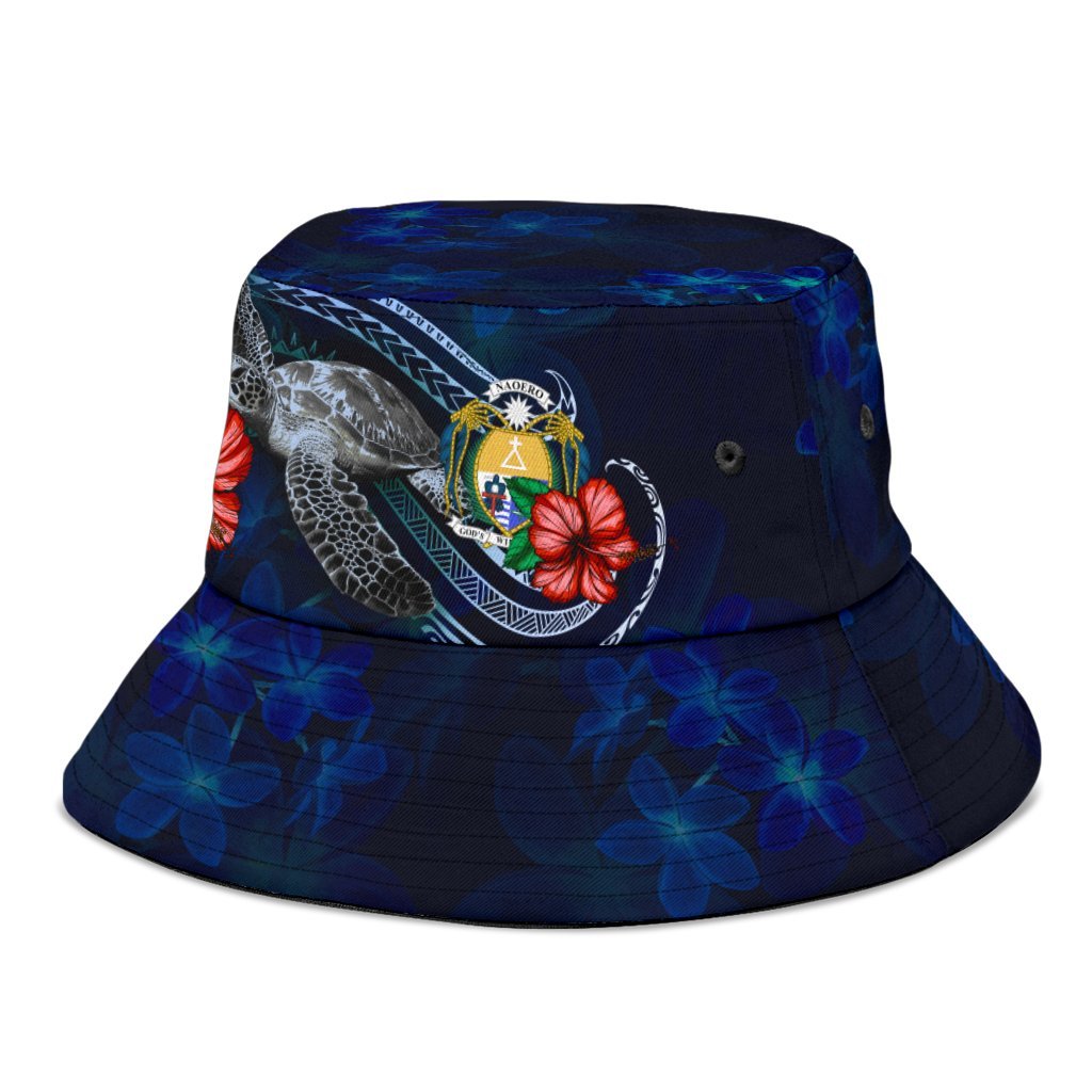 Nauru Polynesian Bucket Hat - Blue Turtle Hibiscus - Polynesian Pride