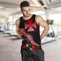 Wallis And Futuna Men Tank Top - Turtle With Blooming Hibiscus Red - Polynesian Pride