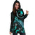 Yap Polynesian Hoodie Dress - Turtle With Blooming Hibiscus Turquoise - Polynesian Pride