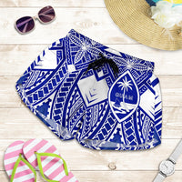 Guam Polynesian Women's Shorts - Guam White Seal with Polynesian Tattoo Ver 02 Women White - Polynesian Pride