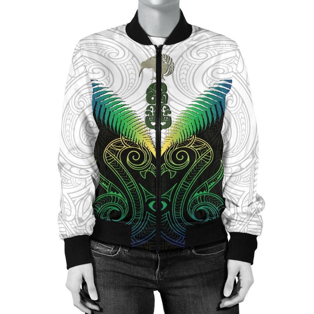 Maori Manaia New Zealand Women Bomber Jacket Rasta - Polynesian Pride