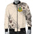 Tuvalu Men's Bomber Jacket - The Beige Hibiscus Beige - Polynesian Pride