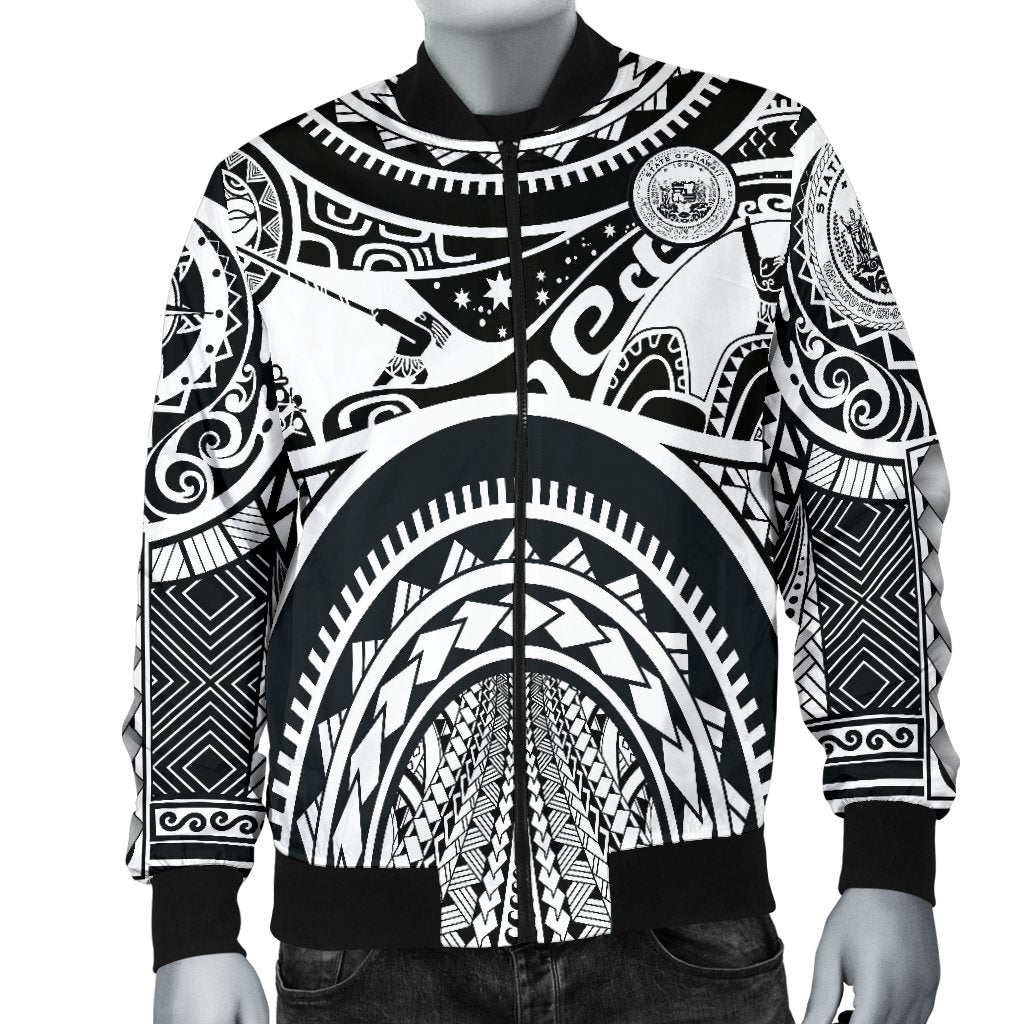 Hawaii Men's Bomber Jackets - Coat Of Arm Hawaii & Maui Tattoo - Polynesian Pride