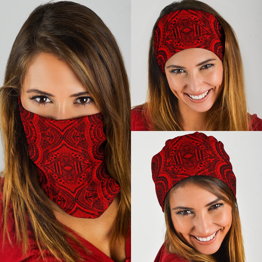 Polynesian Symmetry Red Bandana 3 - Pack Red One Size - Polynesian Pride