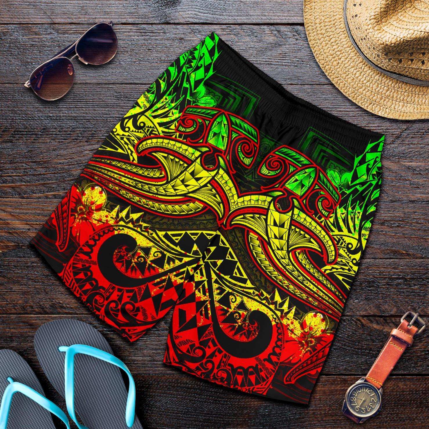 Polynesian Men's Shorts - Reggae Shark Polynesian Tattoo Reggae - Polynesian Pride