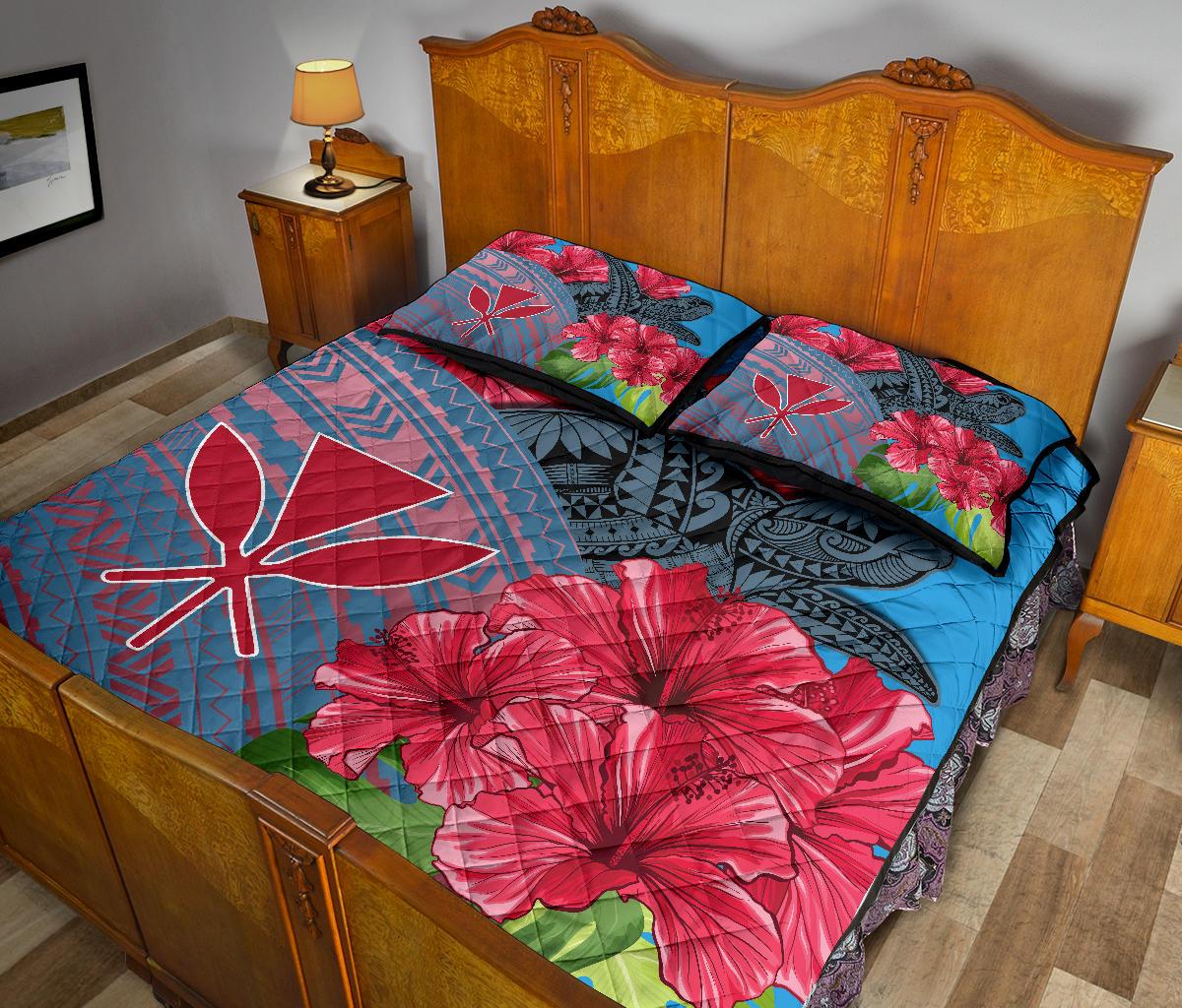 Hawaii Turtle Hibiscus Kanaka Pink Style - Quilt Bed Set AH - Polynesian Pride