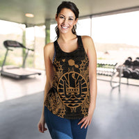 French Polynesia Polynesian Women Tank Top Map Gold - Polynesian Pride