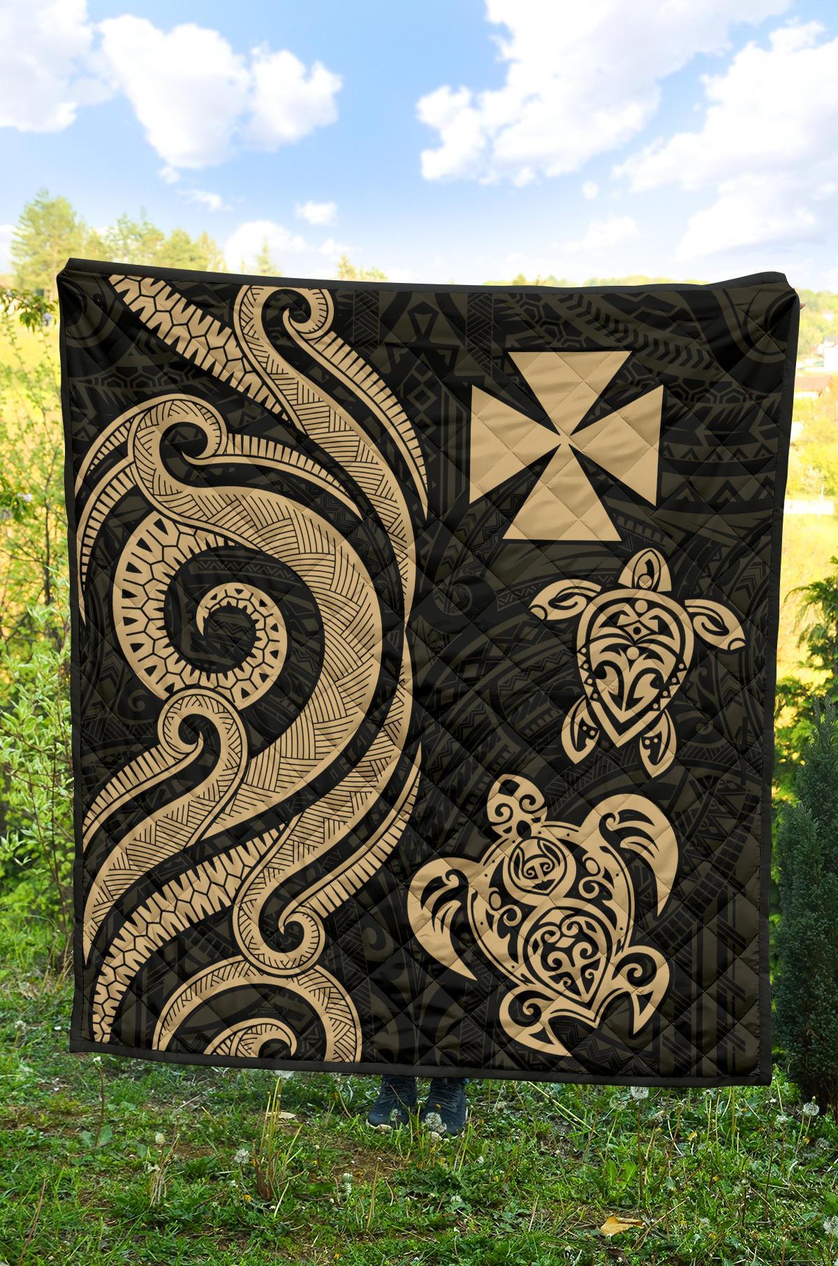 Wallis and Futuna Premium Quilt - Gold Tentacle Turtle - Polynesian Pride