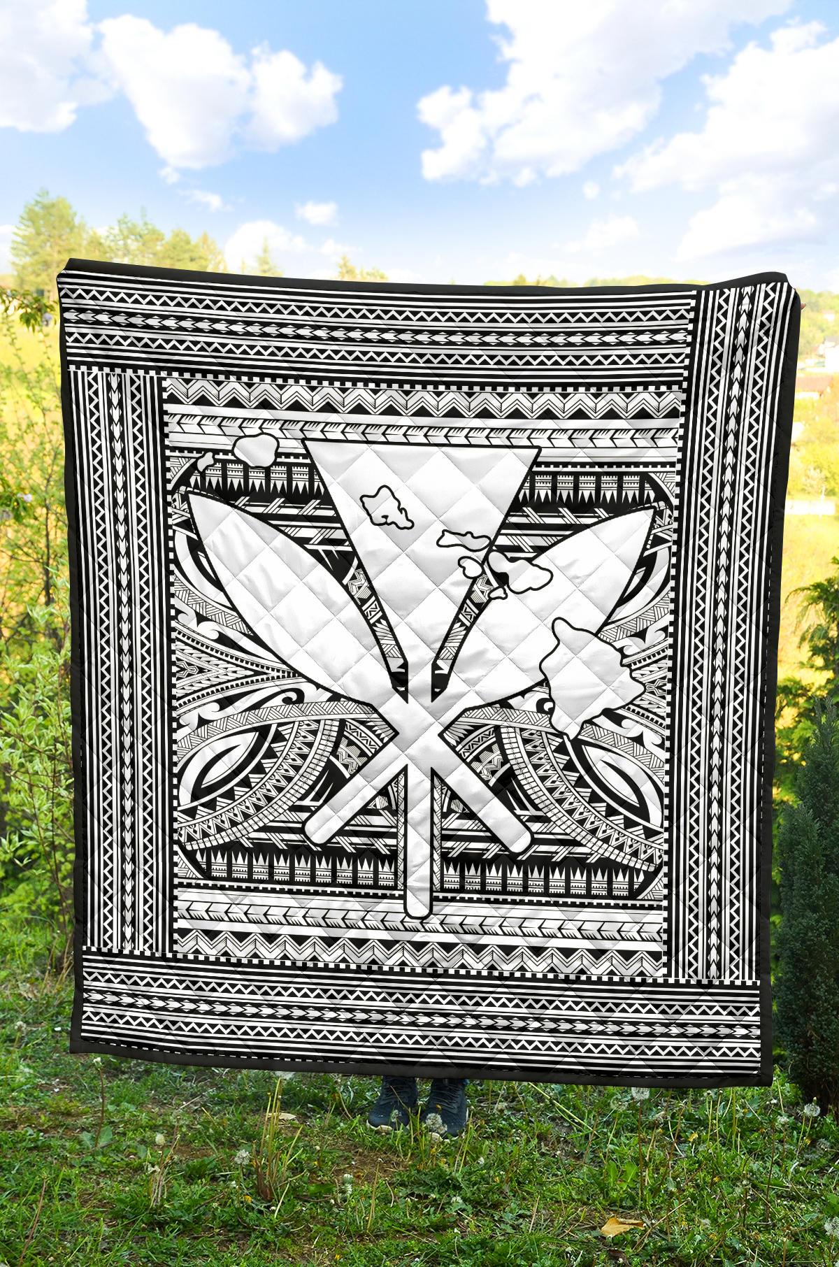 Hawaii Polynesian Kanaka Maoli Premium Quilt White - Polynesian Pride