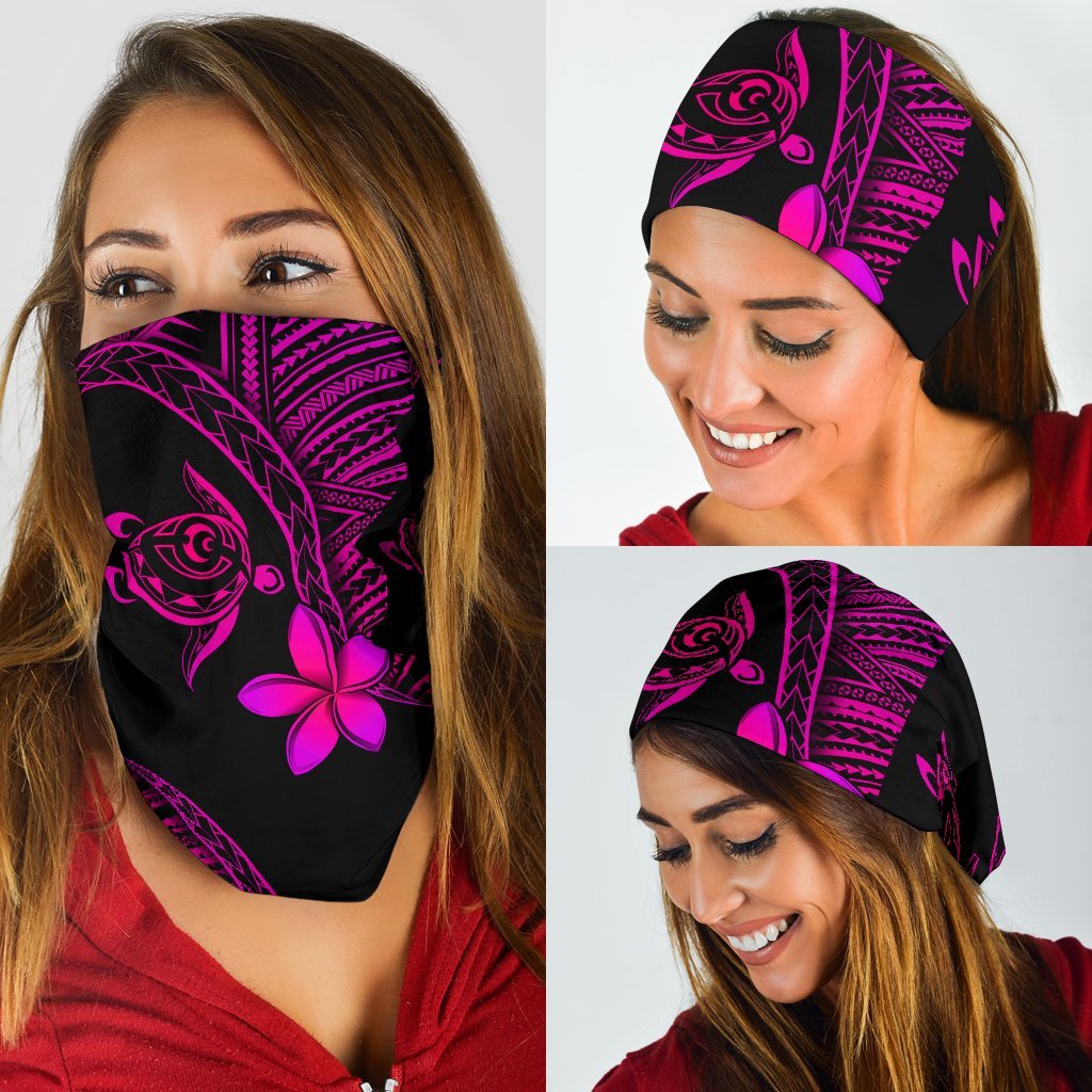 Hawaiian Polynesian Turtle Plumeria Pink Bandana 3 - Pack One Size Pink - Polynesian Pride