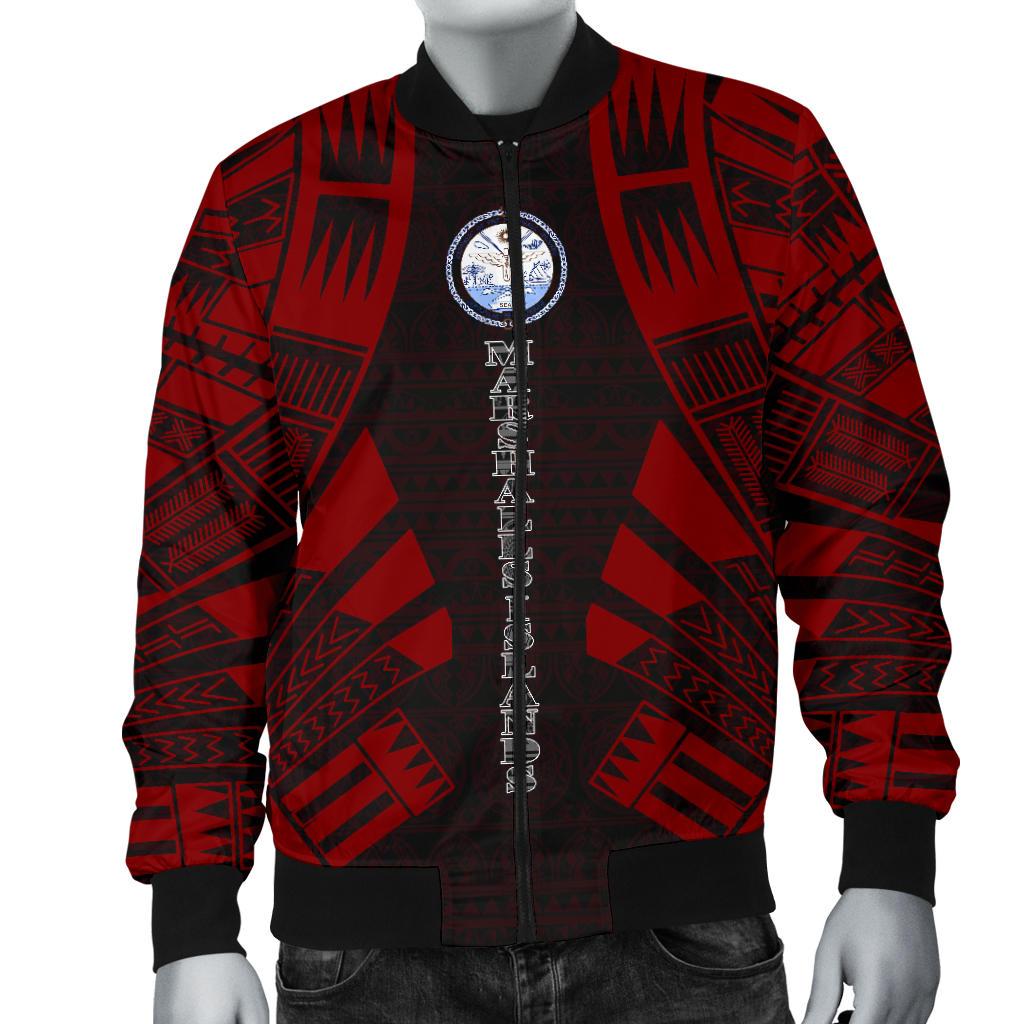 Marshall Islands Men Bomber Jackets - Polynesian Tattoo Red - Polynesian Pride