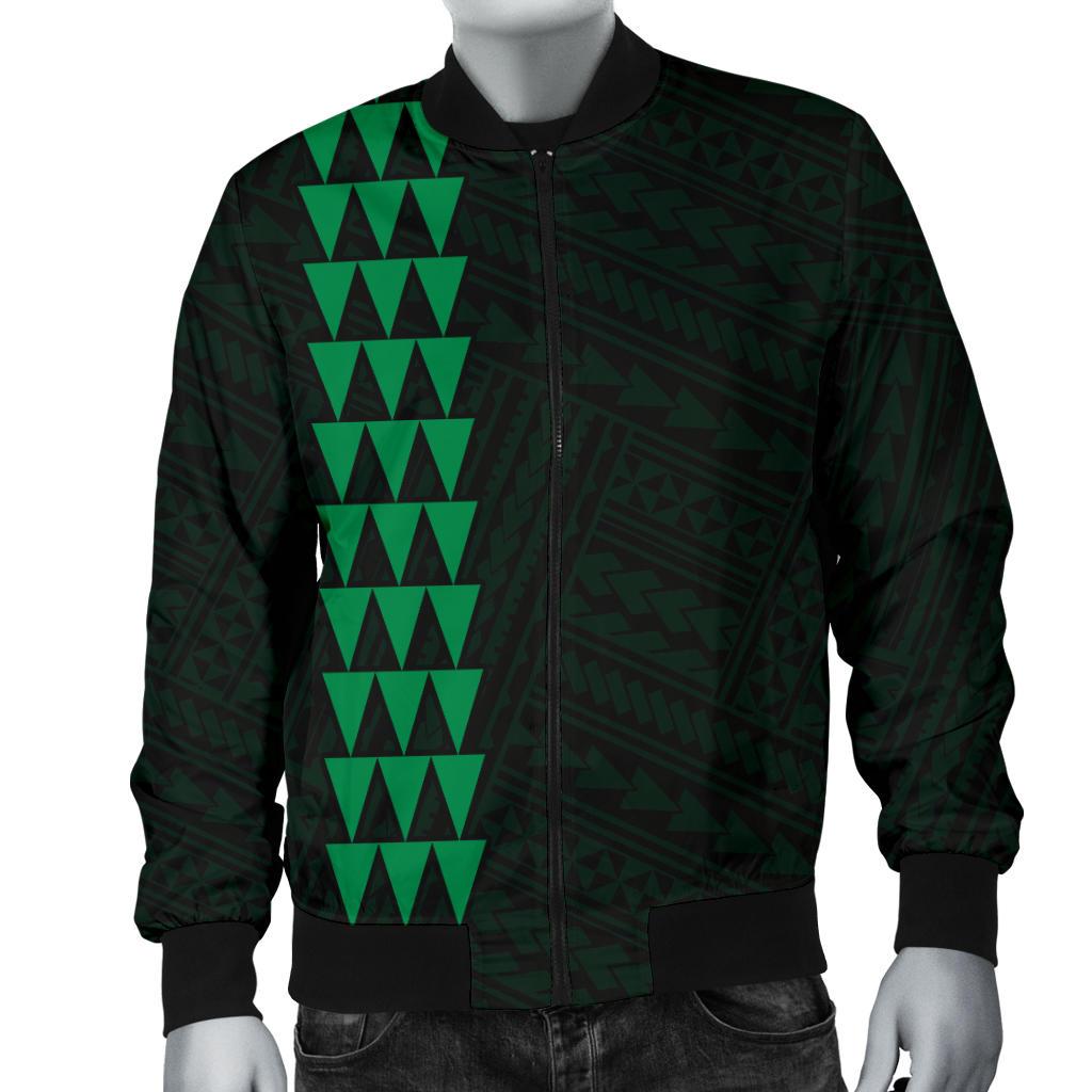 Hawaii Kakau Polynesian Three Turtles Map Men's Bomber Jacket - Green - Polynesian Pride