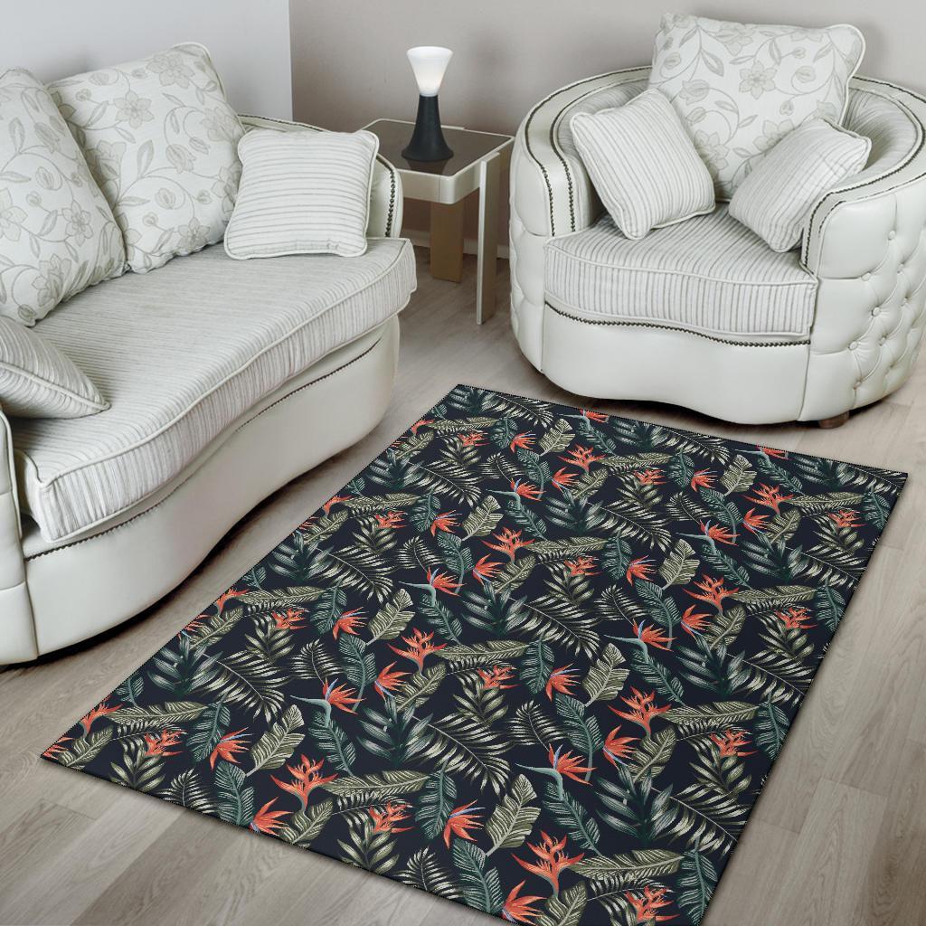 Tropical Strelitzia Black Rug - Polynesian Pride