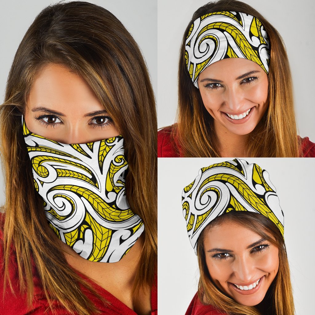 Polynesian Maori Ethnic Ornament Yellow Bandana 3 - Pack Yellow One Size - Polynesian Pride