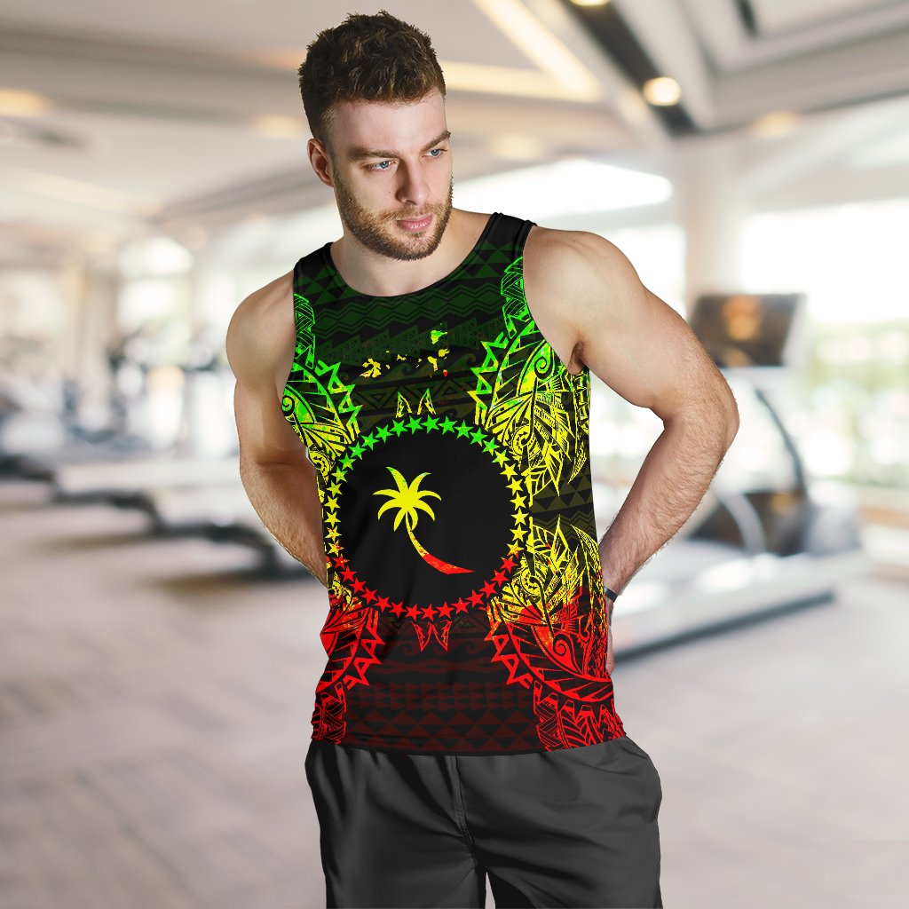 Chuuk Polynesian Men Tank Top Map Reggae - Polynesian Pride