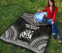 Norfolk Island Premium Quilt - Norfolk Island Coat Of Arms Polynesian Chief Black Version - Polynesian Pride