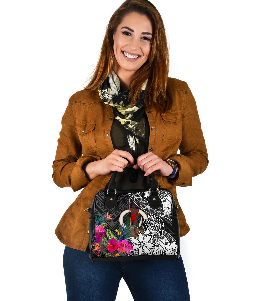 Vanuatu Shoulder Handbag - Turtle Plumeria Banana Leaf - Polynesian Pride