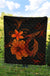 Hawaii Fish Hook Hibiscus Premium Quilt Orange - Polynesian Pride