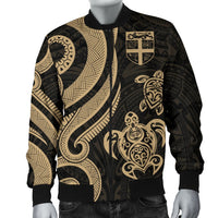 Fiji Polynesian Men Bomber Jacket - Gold Tentacle Turtle - Polynesian Pride