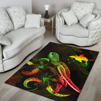Papua New Guinea Polynesian Area Rugs - Turtle With Blooming Hibiscus Reggae - Polynesian Pride
